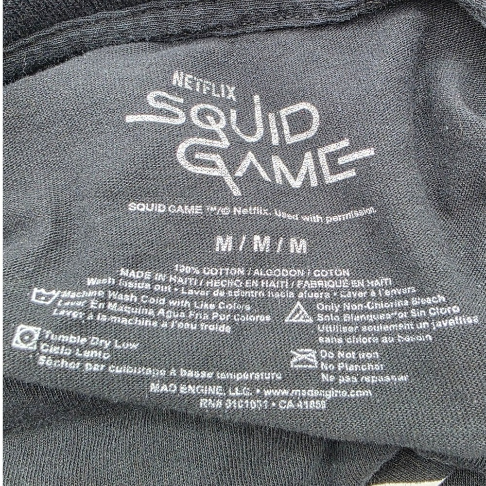 Netflix Squid Game Graphic T-Shirt Mens Medium Black Triangle Logo Skater - Picture 2 of 4